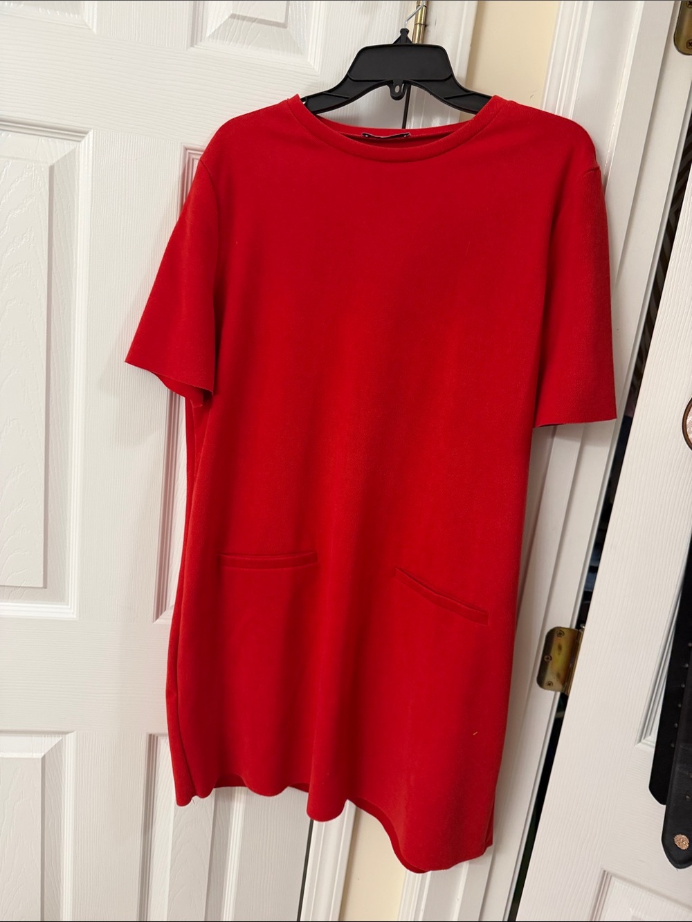 Zara Red Crewneck Knit Top
